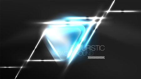 Digital Neon Abstract Background, Triangles And Lights Geometric Design Templateのイラスト素材