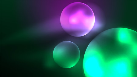 Neon glowing circles, magic energy space light concept, abstract background wallpaper designのイラスト素材
