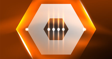 Neon hexagon background. Hi-tech design for wallpaper, banner, background, landing page, wall art, invitation, prints, postersのイラスト素材