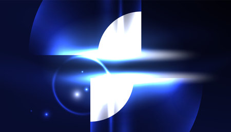 Abstract background vector neon glowing geometric elements. Hi-tech design for wallpaper, banner, background, landing page, wall art, invitation, prints, postersのイラスト素材