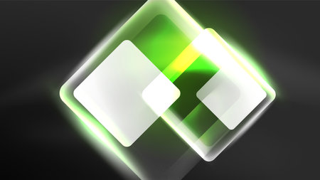 Abstract background landing page, geometric shape illuminated with glowing neon light on dark background. Futuristic city lights conceptのイラスト素材