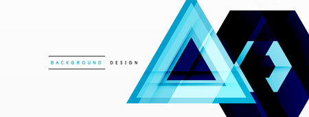 Abstract vector design blends triangles, hexagons, and circles, creating a harmonious composition of...