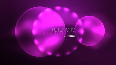 Circles with bright neon shiny light effects, abstract background wallpaper designのイラスト素材