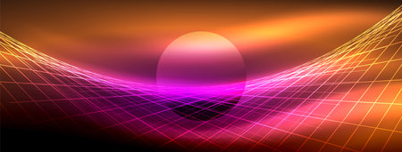 Neon light glowing line vectors: vibrant colors, sleek lines. Captivating design style inspired by neon signs. Electric energy for websites, ads, and moreのイラスト素材