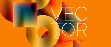 Squares and circles design. Fluid color gradients with metallic effects. Serene synergy of shapes,...