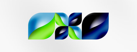 Vector abstract geometric background. Techno flower petals concept. Wallpaper or texture design, bright poster, banner, flyerのイラスト素材