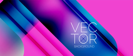 Dynamic bright colorful geometric elements with fluid gradients, lights, shadows blend in a minimal backdrop, creating captivating compositionのイラスト素材