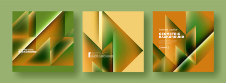 Set of abstract backgrounds - overlapping triangles with fluid gradients design. Collection of covers, templates, flyers, placards, brochures, bannersのイラスト素材