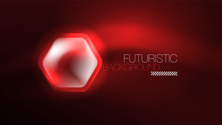 Glowing neon hexagons in dark space. Digital technology cyberspace hi-tech techno abstract background templateのイラスト素材