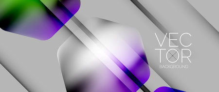 Dynamic bright colorful geometric elements with fluid gradients, lights, shadows blend in a minimal backdrop, creating captivating compositionのイラスト素材