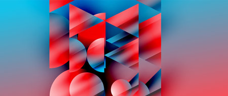 Captivating abstract backdrop composed of interlocking triangles and circles, forming an intriguing dance of shapes and patterns that exude both elegance and modernityのイラスト素材