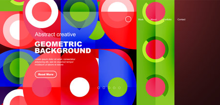 Abstract technology landing page background with circles and round elements. Creative concept for business, technology, science or print designのイラスト素材