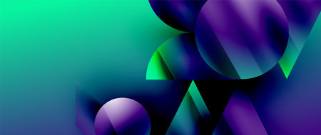 Captivating abstract backdrop composed of interlocking triangles and circles, forming an intriguing...