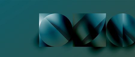 In the realm of minimalism, backdrop emerges. Metallic circles squares engage, each form deliberate,...