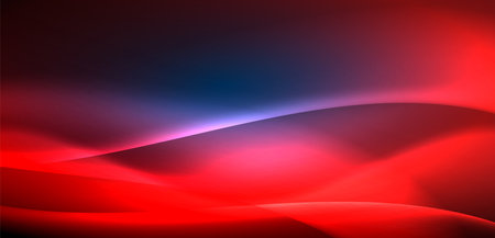 Dynamic waves in ethereal glow of neon lights. Concept merges fluidity of motion with vibrant allure of neon, crafting entrancing backdrop that embodies both vitality and futuristic sophisticationのイラスト素材