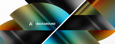 Elegant minimalist background with color metallic circles and triangles, creating harmonious...