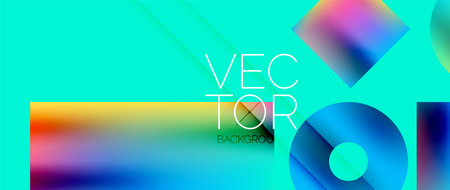 Squares and circles design. Fluid color gradients with metallic effects. Serene synergy of shapes,...