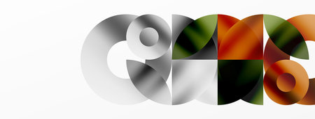 Abstract round geometric shapes with gradients. Concept for creative technology, digital art, social communication, and modern science. Ideal for posters, covers, banners, brochures, and websitesのイラスト素材