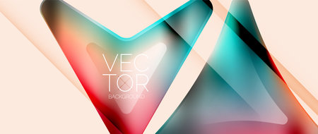 Fluid gradient arrow abstract. Vibrant arrows dance in a dynamic geometric backdrop, exuding captivating energy and movementのイラスト素材