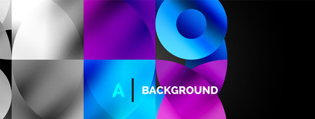 Abstract round geometric shapes with gradients. Concept for creative technology, digital art, social communication, and modern science. Ideal for posters, covers, banners, brochures, and websitesのイラスト素材