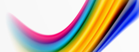 Rainbow color silk blurred wavy line background on white, luxuriously vibrant visually captivating...