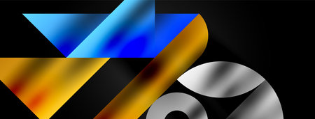 Artistic arrangement of triangles, lines, and circular elements in a mesmerizing geometric mosaic pattern, offering a visually dynamic and captivating compositionのイラスト素材