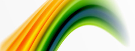 Rainbow color silk blurred wavy line background on white, luxuriously vibrant visually captivating...