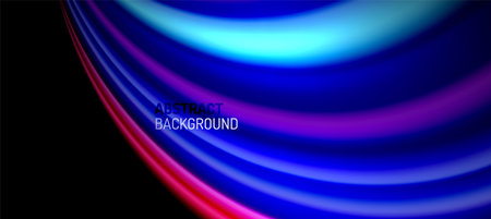 Rainbow color wave lines on black. Techno or business abstract background for posters, covers, banners, brochures, websitesのイラスト素材