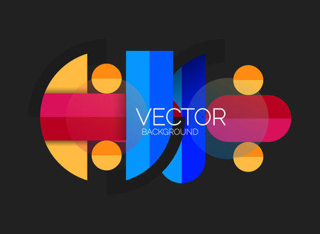 Abstract background, geometric minimal round shapes and circles compositionのイラスト素材