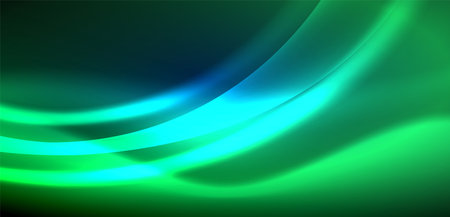 Dynamic waves in ethereal glow of neon lights. Concept merges fluidity of motion with vibrant allure of neon, crafting entrancing backdrop that embodies both vitality and futuristic sophisticationのイラスト素材