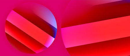 Glossy metal glowing circles geometric background. Minimal abstract composition. Vector illustration...
