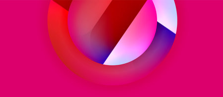 Glossy metal glowing circles geometric background. Minimal abstract composition. Vector illustration For Wallpaper, Banner, Background, Card, Book Illustration, landing pageのイラスト素材