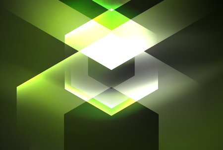Arrow hexagon neon light glowing shapes background. Vector illustration For Wallpaper, Banner, Background, Card, Book Illustration, landing pageのイラスト素材