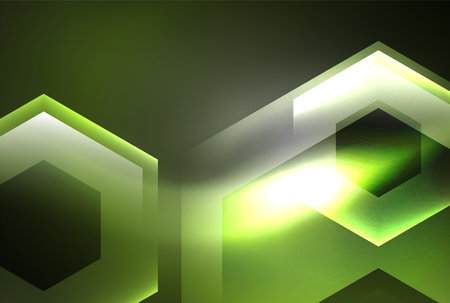 Arrow hexagon neon light glowing shapes background. Vector illustration For Wallpaper, Banner, Background, Card, Book Illustration, landing pageのイラスト素材
