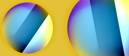 Glossy metal glowing circles geometric background. Minimal abstract composition. Vector illustration For Wallpaper, Banner, Background, Card, Book Illustration, landing pageのイラスト素材