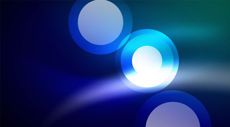 Shiny Light Neon Bubble Circles. Vector illustration For Wallpaper, Banner, Background, Card, Book Illustration, landing pageのイラスト素材