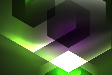 Arrow hexagon neon light glowing shapes background. Vector illustration For Wallpaper, Banner, Background, Card, Book Illustration, landing pageのイラスト素材