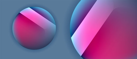 Glossy metal glowing circles geometric background. Minimal abstract composition. Vector illustration For Wallpaper, Banner, Background, Card, Book Illustration, landing pageのイラスト素材