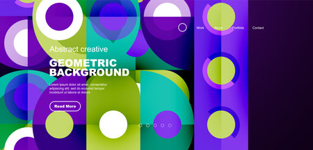 Abstract technology landing page background with circles and round elements. Creative concept for business, technology, science or print designのイラスト素材