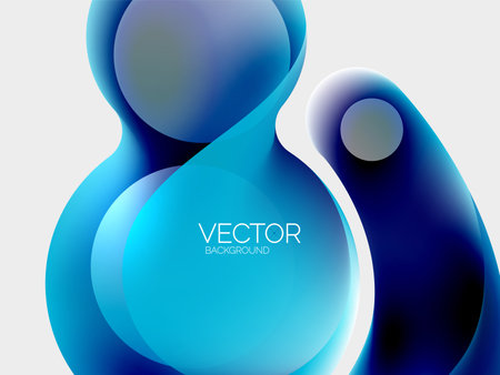 Beautiful flowing round shapes and circles abstract background. Liquid color bubble compositionのイラスト素材