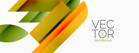 Dynamic abstract vector background. Harmonious fusion of circles, squares, and triangles. Geometric elements intertwine to create mesmerizing backdrop. Each shape contributes to kaleidoscope of formsのイラスト素材