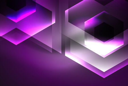 Arrow hexagon neon light glowing shapes background. Vector illustration For Wallpaper, Banner, Background, Card, Book Illustration, landing pageのイラスト素材