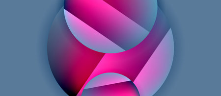 Glossy metal glowing circles geometric background. Minimal abstract composition. Vector illustration For Wallpaper, Banner, Background, Card, Book Illustration, landing pageのイラスト素材
