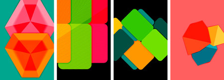 Set of geometric poster backgrounds. Vector illustration For Wallpaper, Banner, Background, Card, Book Illustration, landing pageのイラスト素材