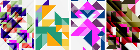 Set of colorful triangle poster cover template backgrounds. Vector illustration For Wallpaper, Banner, Background, Card, Book Illustration, landing pageのイラスト素材