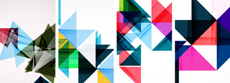Set of colorful triangle poster cover template backgrounds. Vector illustration For Wallpaper,...