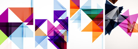 Set of colorful triangle poster cover template backgrounds. Vector illustration For Wallpaper,...