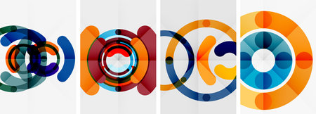 Set of line design circle posters. Vector illustration For Wallpaper, Banner, Background, Card, Book...