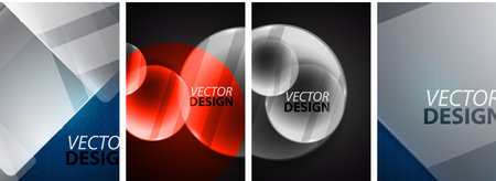 Set of transparent glass banner templates, posters. Vector illustration For Wallpaper, Banner, Background, Card, Book Illustration, landing pageのイラスト素材