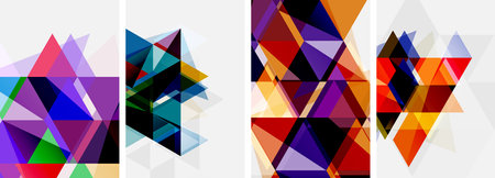 Colorful bright triangles with various colors and transparencies. Vector illustration For Wallpaper, Banner, Background, Card, Book Illustration, landing pageのイラスト素材